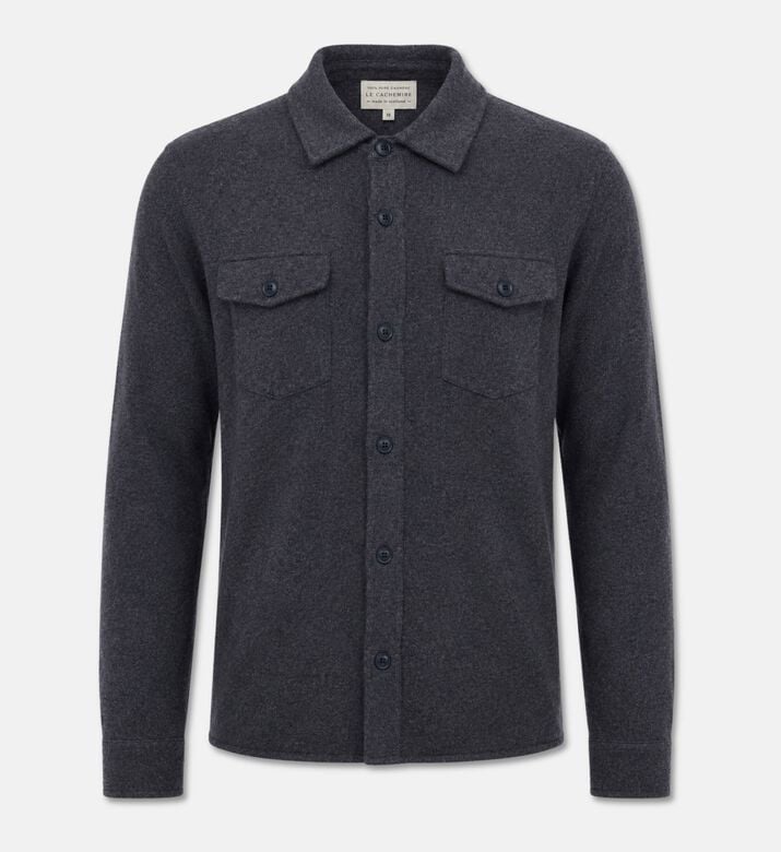 Galeries Lafayette Button-down Cashmere Overshirt, Anthracite, L, Packshot View
