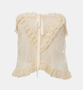 بلوزة بدون أكمام بياقة مربعة وكشكشة