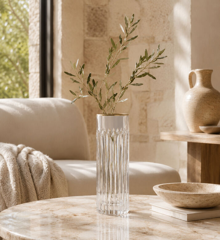 Cristal de Paris Timeless Full Gold Tube Vase, Gold, Packshot View