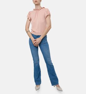 Ba and Sh Knit Ruffle-detail Short-sleeve Top, Model View