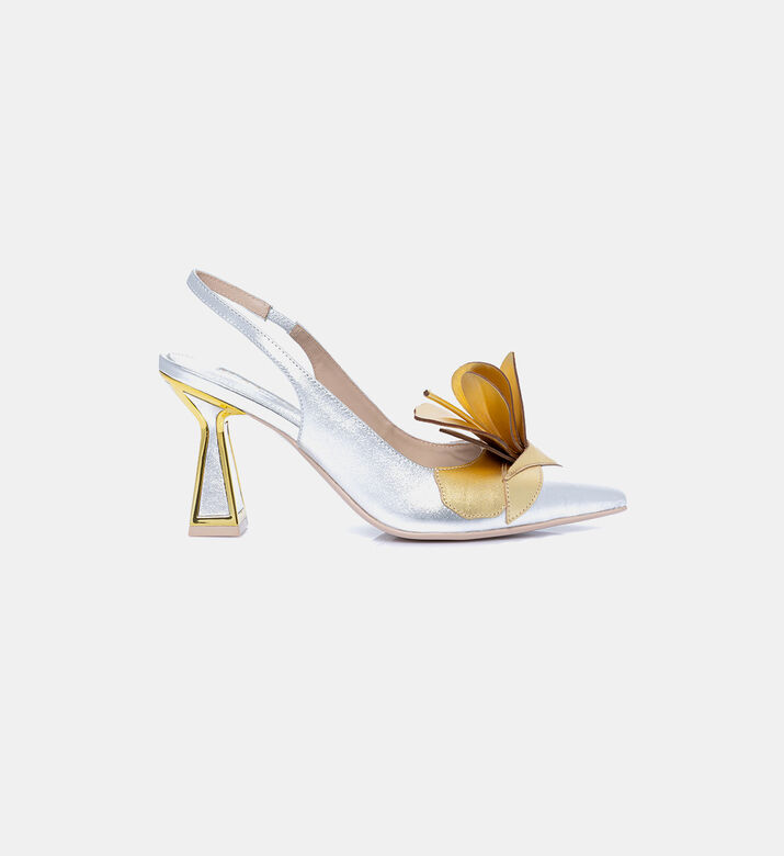 Metallic Leather Slingback Pumps