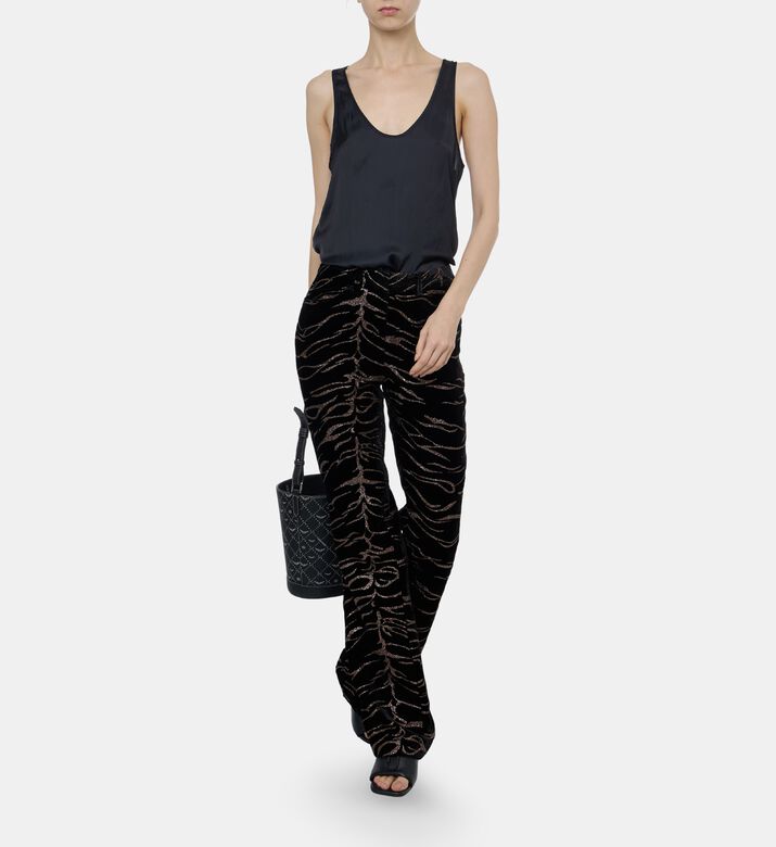 Zadig et Voltaire Glitter-print Flared Pants, Model View