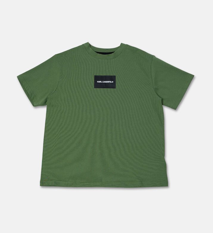 Karl Lagerfeld Logo-detail Back-print Tshirt, Green, 8y, Packshot View
