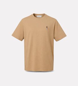 Maison Kitsune Embroidered Patch Straight-cut T-shirt, Beige, Xl, Packshot View