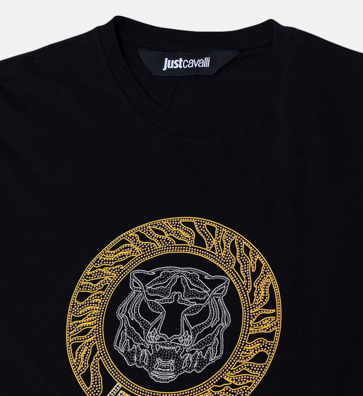 Cotton Rhinestone Logo Tiger T-shirt