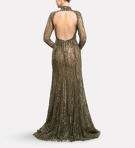 Michael Cinco Beads Embroidered Long-sleeve Gown, Model View