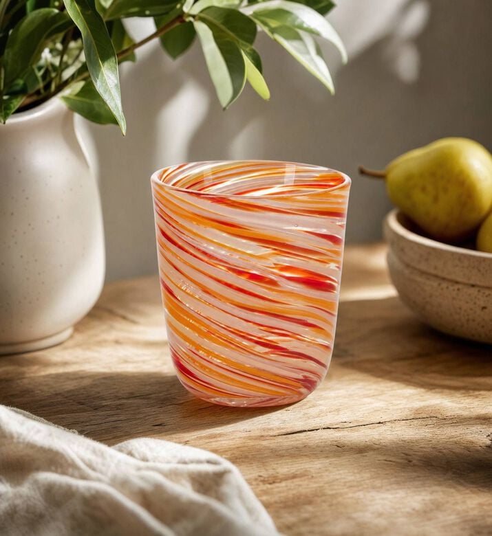 Cozy Multi Twist Glass Tumbler, Orange, Model View