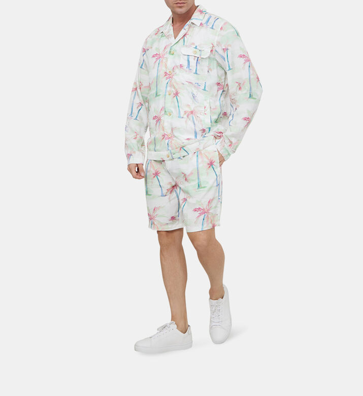 Twill Printed Pleated Bermuda Shorts