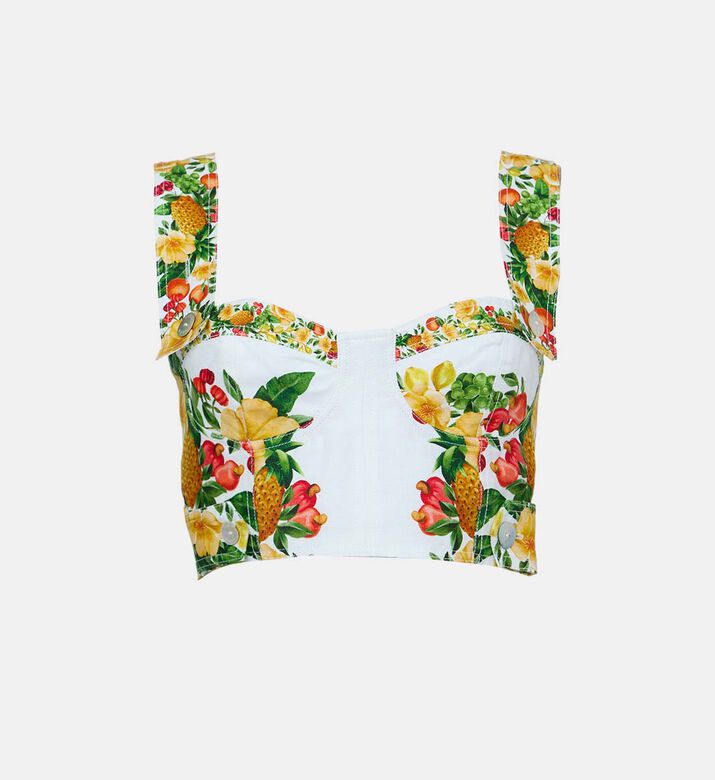 بلوزة بأزهار بيكنيك بتطريز بارز ومطاط لاستك