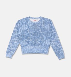 Hugo Denim-effect Geometric Logos Loose-fit Sweatshirt, Packshot View