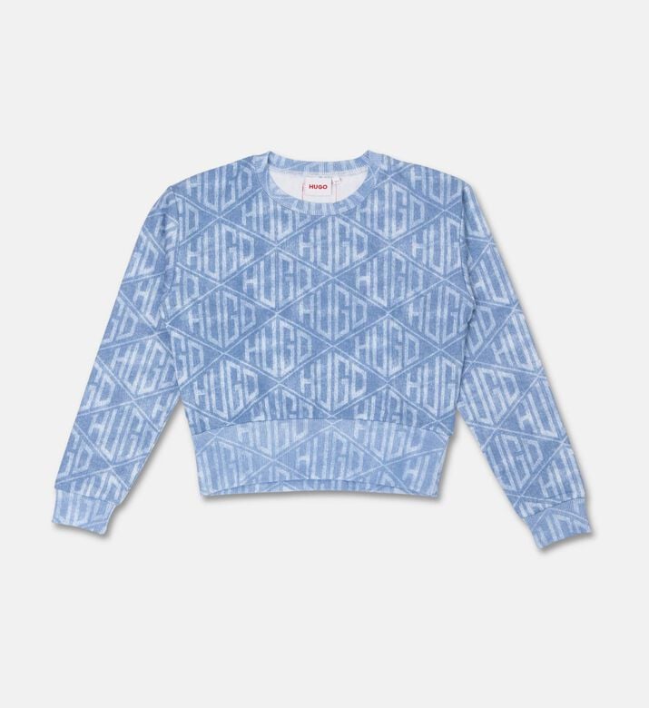 Hugo Denim-effect Geometric Logos Loose-fit Sweatshirt, Packshot View