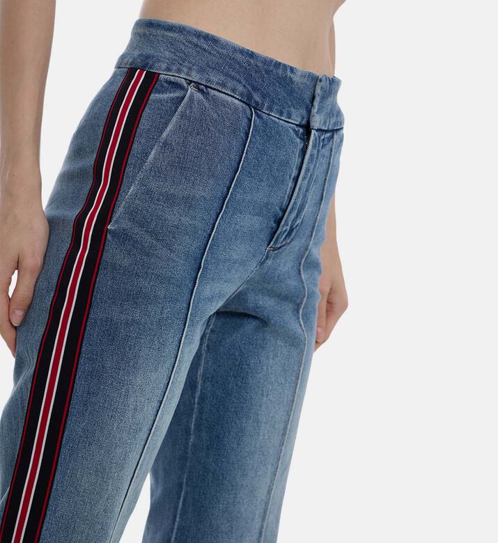 Striped Retro-style Flared Jeans
