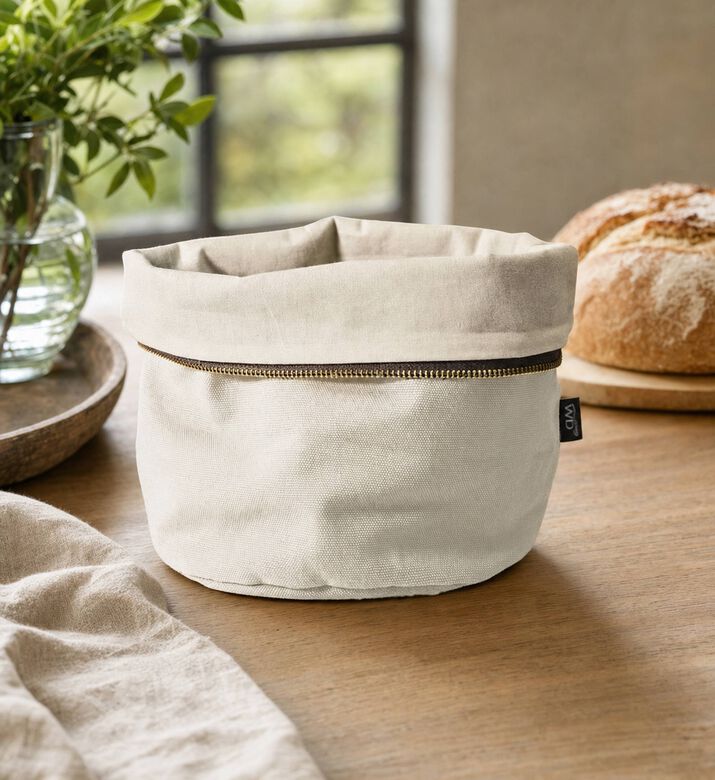 Wd Lifestyle Heatable Cotton Bread Bag, Beige, Model View
