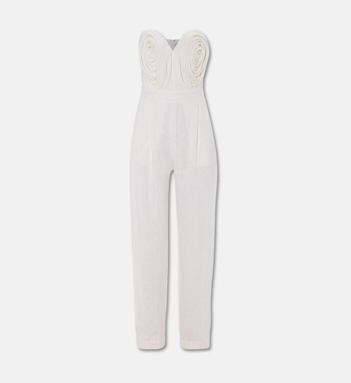 Savanna Linen Pleated Strapless Corset Jumpsuit, Packshot View