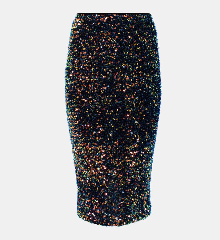 Velvet Sequined Pencil Skirt