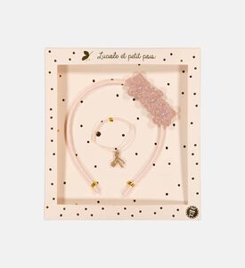 طقم قطعتين طوق شعر مزين بأزهار ساكورا وإسوارة بعقدة