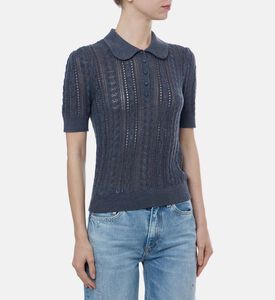 كنزة قصيرة الأكمام محبوكة