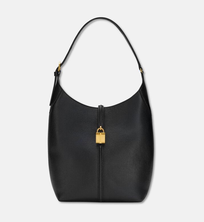 Demellier Grain Leather Hobo Bag, Black, Packshot View