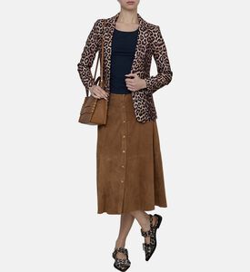 Suede Knee Length Skirt