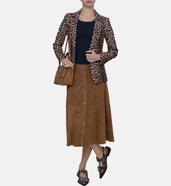 Suede Knee Length Skirt