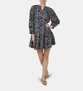 فستان عائشة قصير مطبوع بياقة في