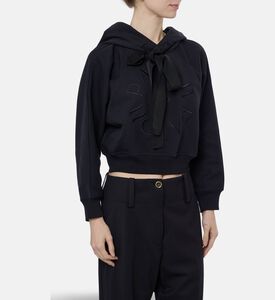 Patou Medallion Oversized Drawstrings Logo Hoodie, Black, L, Model View