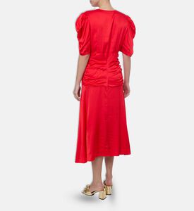 Farm Rio Pleated Short-sleeve Midi Dress, Model View