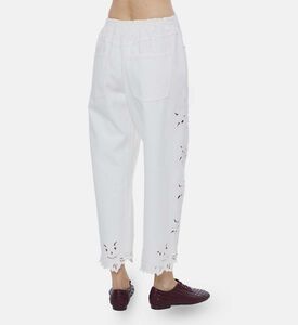 بنطال واسع بزخارف زهرية مطرزة