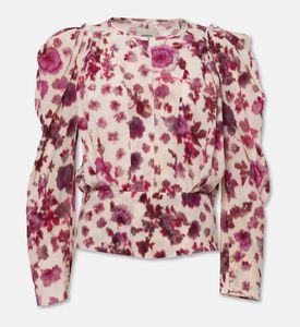 Isabel Marant Zarga Floral-print Puff Shoulders Top, Packshot View