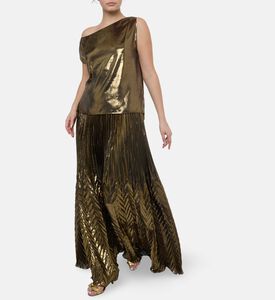 Blue For Burgundy Metallic Asymmetrical Top, Model View