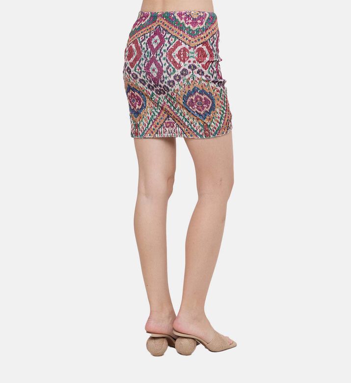 تنورة تويا متعددة الألوان مطرزة قصيرة