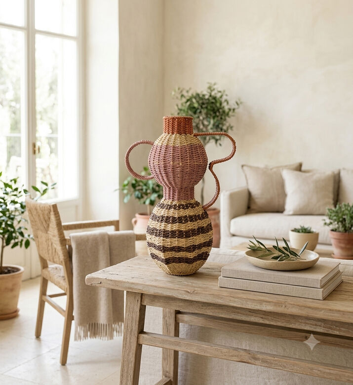 Kersten Natural Paper Vase Stripe 33x33x47 Cm, Packshot View