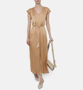 Forte-Forte Short-sleeve V-neck Flared Dress, Model View