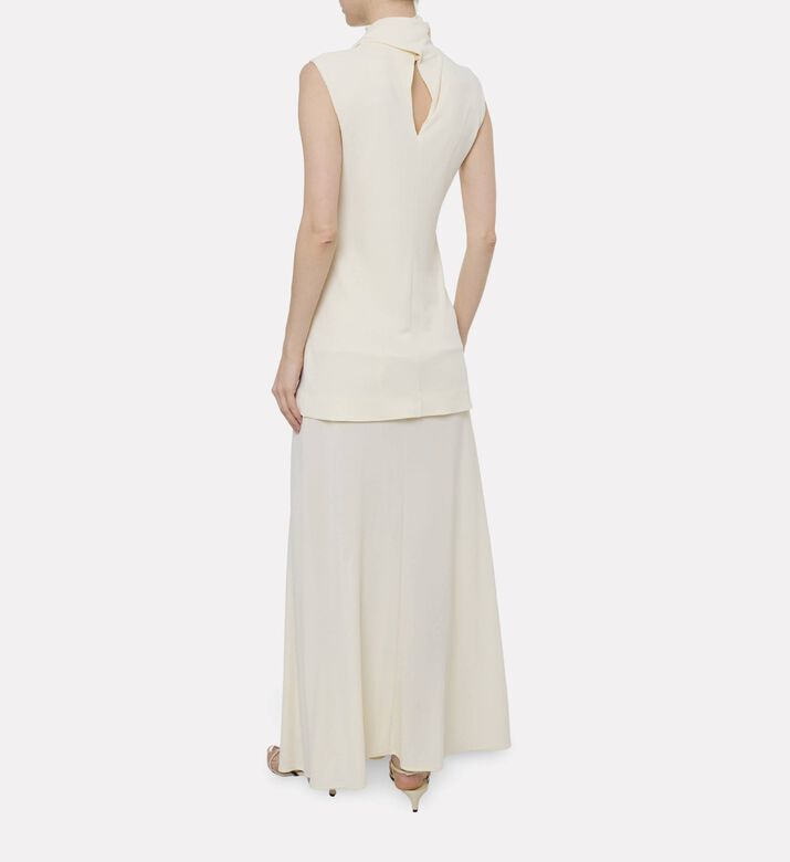 Jil Sander Viscose Crepe High-neck Dress, Model View