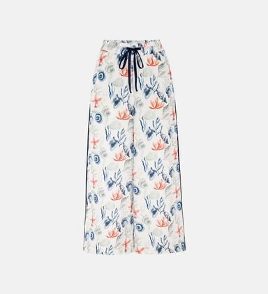 Seashell-print Wide-leg Pants