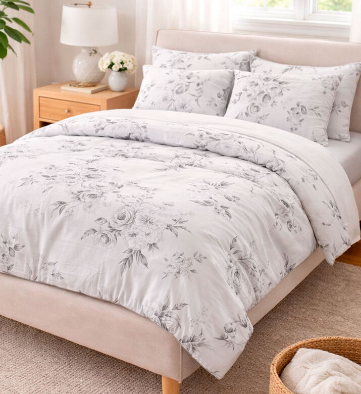 Home Deco and More Carmen Floral Cotton Satin Bed Set, Multicolor, 200x200-cm, Packshot View