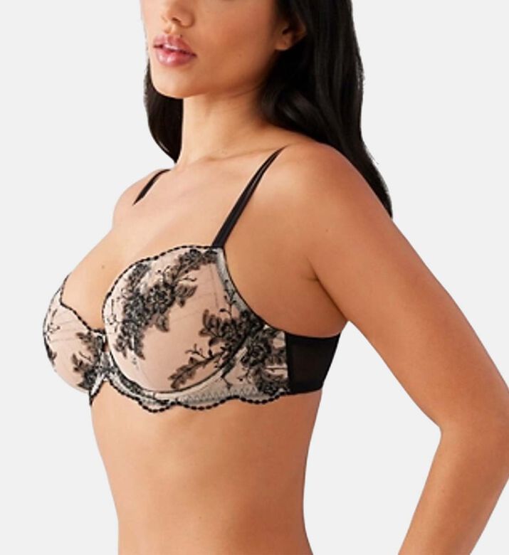 Sheer Mesh Embroidered Underwire Bra
