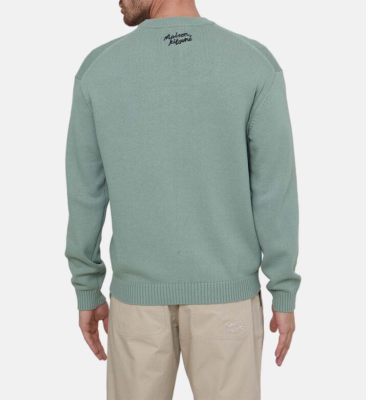 كنزة محبوكة بتقنية إنتارسيا بتصميم ثعلب مرتد ملابس