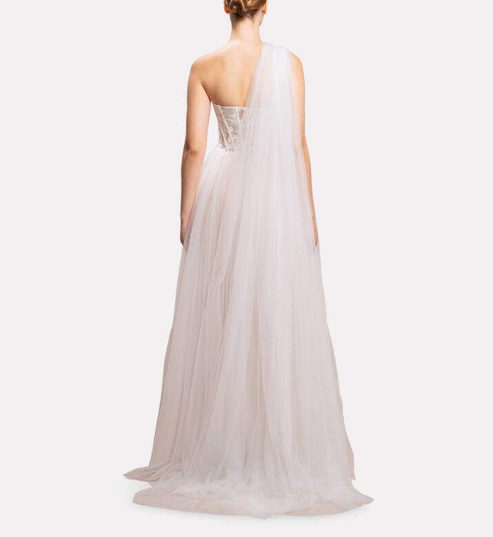 Michael Cinco Asymmetric Long Dress, Model View