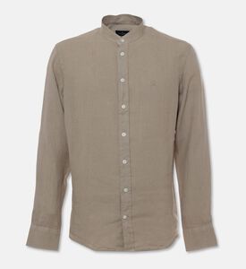 Hackett London Button Closure Mandarin Neck Shirt, Beige, M, Packshot View