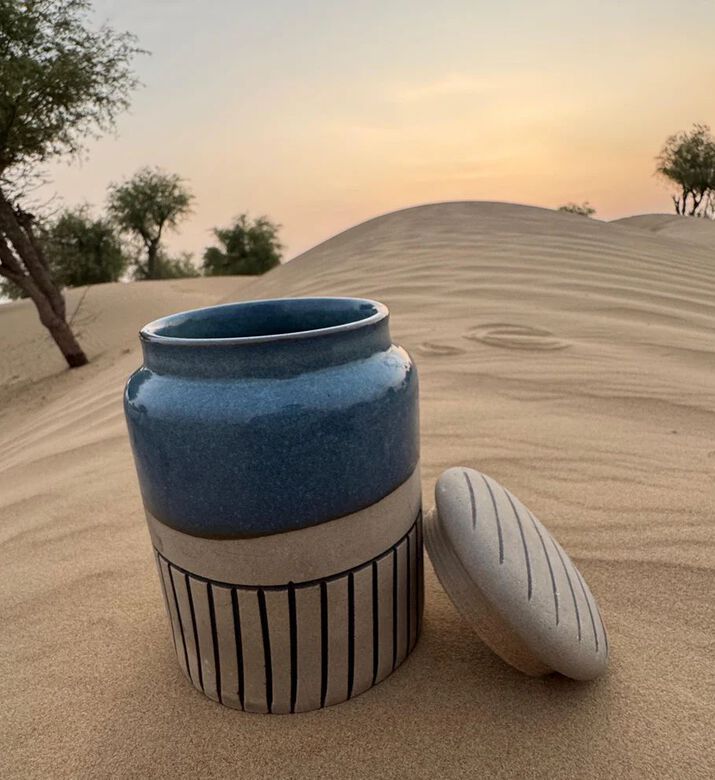 Tohfa Luxe Luxe Coastal Clay Artisan Storage Jar &ndash; 14 Cm, Packshot View