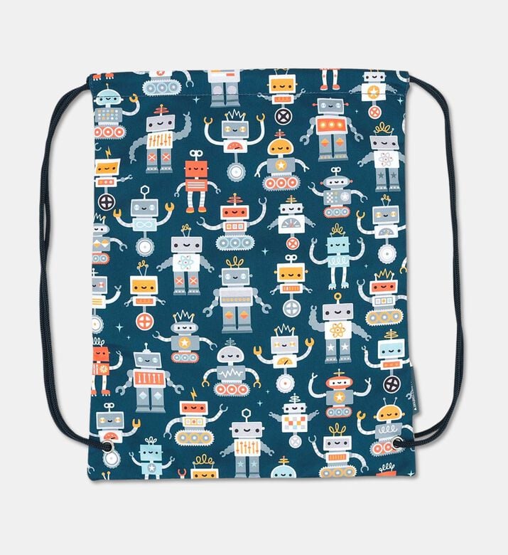 A Little Lovely Company Drawstring Bag - Robots, Packshot View