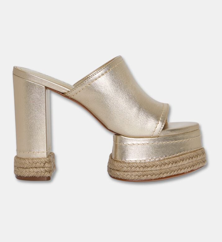 Schutz High Platform Metallic Sabot Sandals, Packshot View