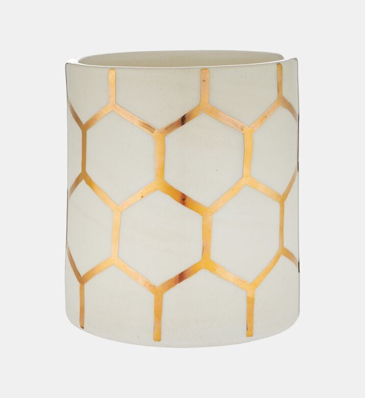 Nour Bougie Abelha Honey Comb Scented Candle, White, 12-cm, Packshot View