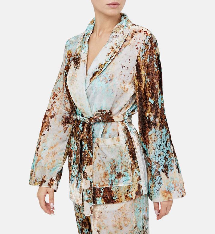 Marble Fabric Belted Shirt Jacket