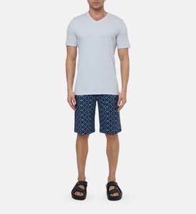 Two-tone Geometric-print Shorts Pajama Set