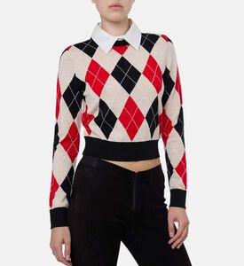 Alice and Olivia Diamond Pattern Long-sleeve Sweater, Model View