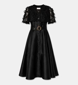 Poca and Poca Textured Cape-detail Midi Dress, Packshot View