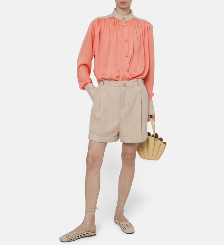 Edward Achour Paris Contrast High Neck Blouse, Model View