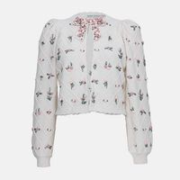 Floral-embroidery Knit Cardigan